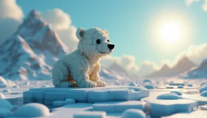 A stylized picture of a polar bear cub on the ice,... - FluxPro.art